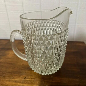 Vintage Cut Glass Crystal Looking Pitcher GUC